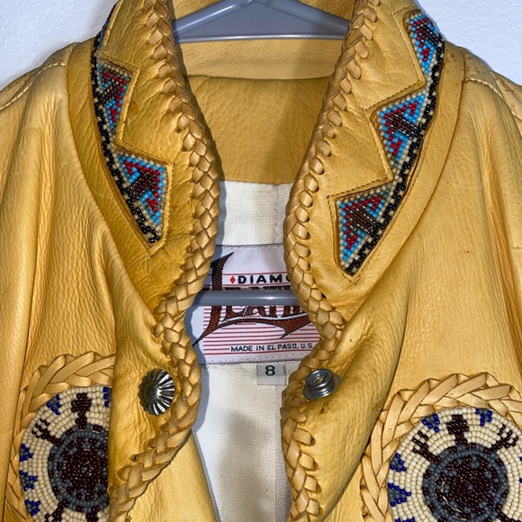 Vintage Diamond Leathers western twisted fringe beaded vest - Picture 7 of 15